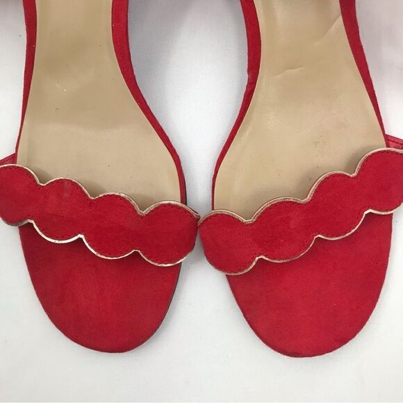 Unisa Red Estlin Suede Ankle Strap Block Heel Sandals - Picture 5 of 15